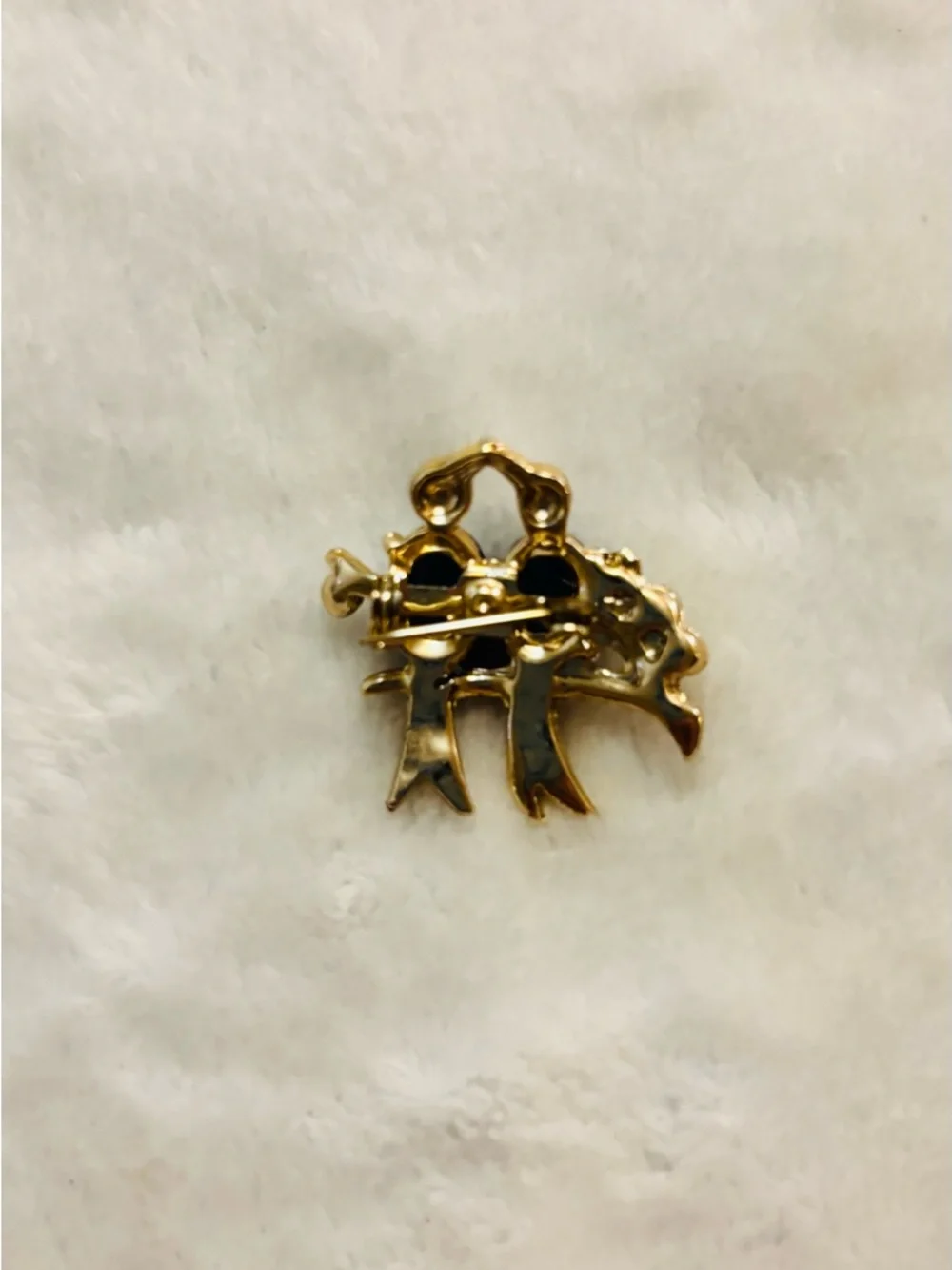 Brooch Source Unknown Gold-Tone Bluebirds Brooch with Aurora Crystal Accents